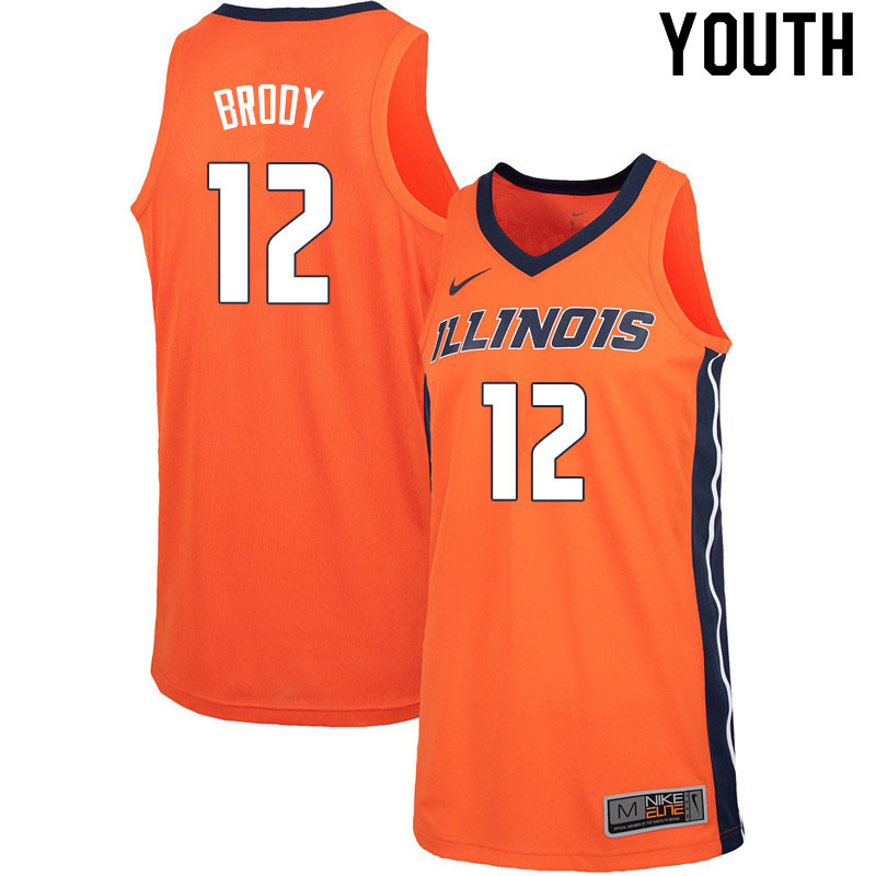 Youth #12 Tal Brody Illinois Fighting Illini College Basketball Jerseys Sale-Orange